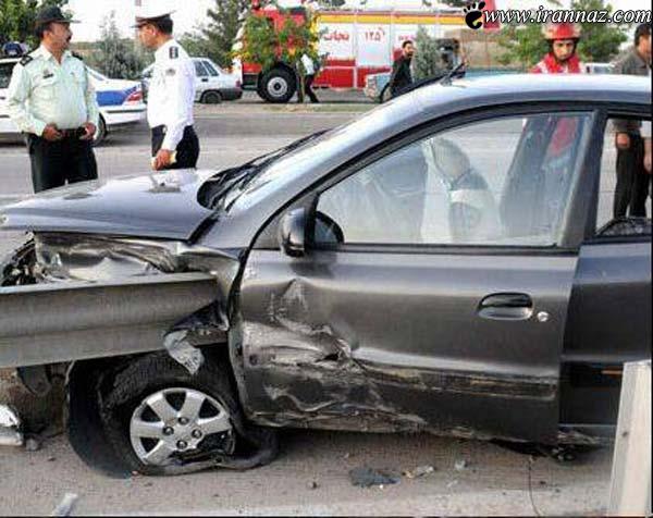  تصادف وحشتناک خانم راننده مشهدی با گاردریل