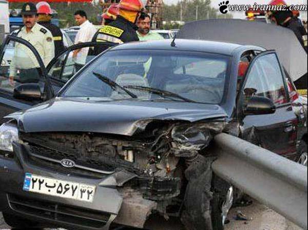  تصادف وحشتناک خانم راننده مشهدی با گاردریل