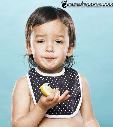 عکس های بامزه کودکان هنگام چشیدن لیمو ترش