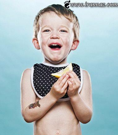 عکس های بامزه کودکان هنگام چشیدن لیمو ترش