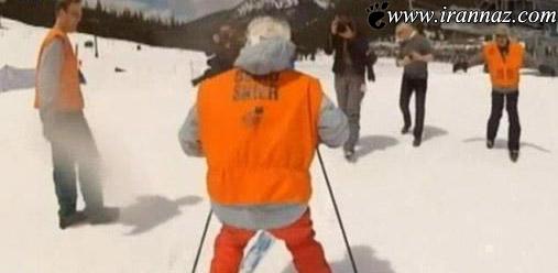 اسکی بازی عجیب و دیدنی پیرزن 100 ساله (عکس)
