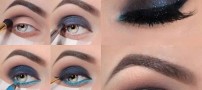 آموزش تصویری آرایش چشم با ترکیب دودی و آبی