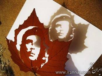 هنرمندی جالب یک مرد ایرانی روی برگ (عکس)