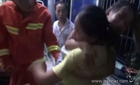 نجات دختری که در ماشین لباسشویی گیر افتاده بود! (عکس)