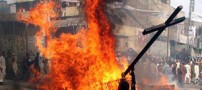 به آتش کشیدن زوج مسیحی توسط متعصبان پاکستانی! (عکس)