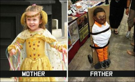 تفاوت های جالب پدران و مادران در بچه داری (عکس)