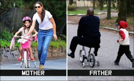 تفاوت های جالب پدران و مادران در بچه داری (عکس)