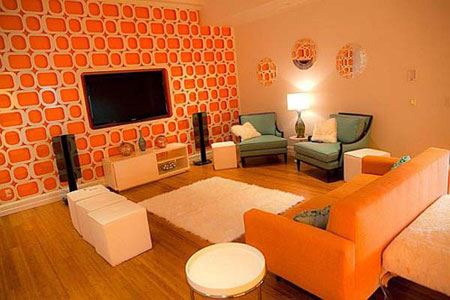دکوراسیون های شیک سالن پذیرایی به رنگ نارنجی