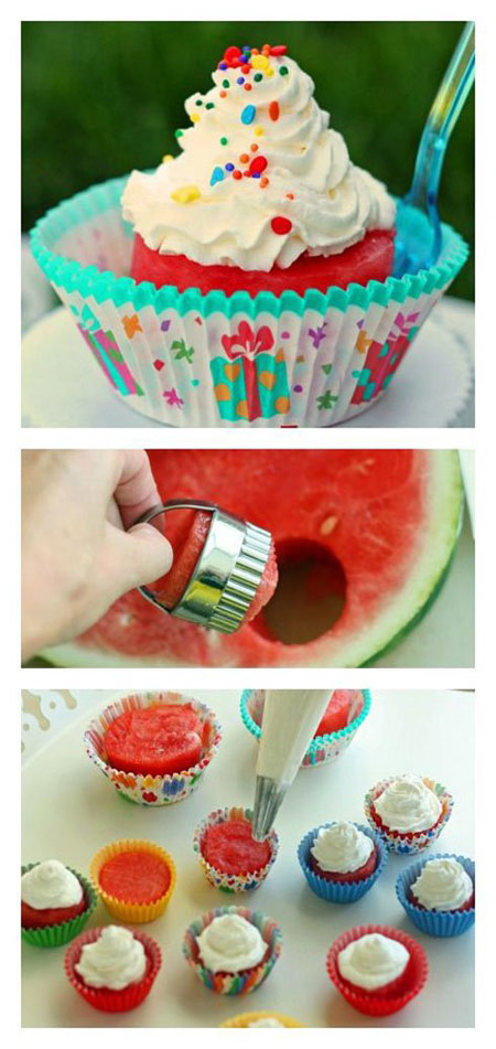 ترکیبی از هندوانه به شکل کاپ کیک برای شب یلدا