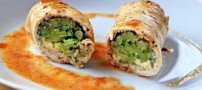 آموزش درست کردن رولت مرغ پنیری و بروکلی