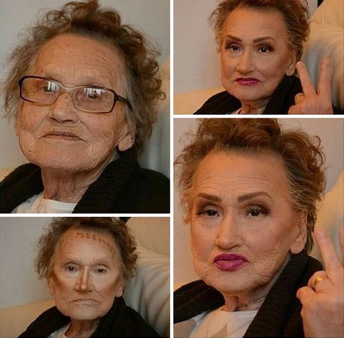 سوژه شدن آرایش مادربزرگ 80 ساله (عکس)