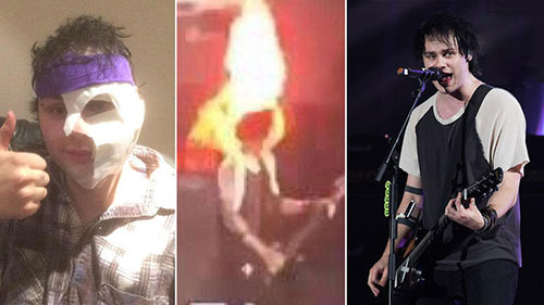 آتش گرفتن نوازنده گیتار در حال اجرای کنسرت +عکس