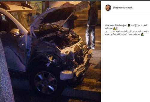 تصادف بازیگر زن سریال در حاشیه با اتوبوس +عکس تصادف بازیگر زن سریال در حاشیه با اتوبوس +عکس