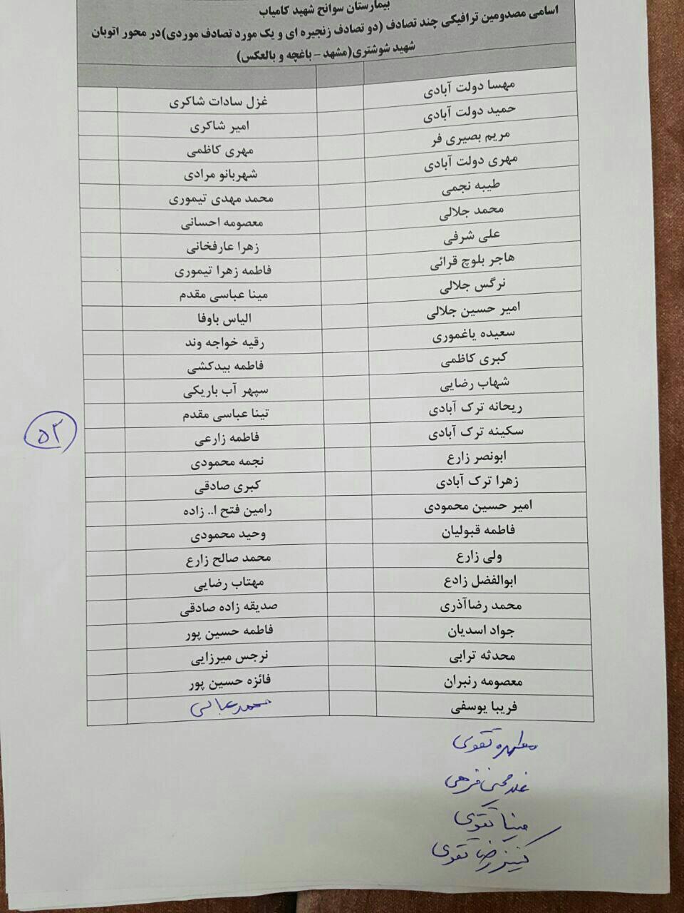فیلم و تصاویر تصادف زنجیره ای مشهد و اسامی مجروحین فیلم و تصاویر تصادف زنجیره ای مشهد و اسامی مجروحین