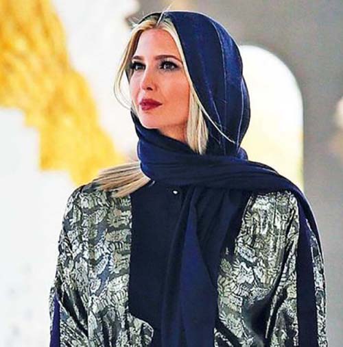 حضور ایوانکا ترامپ با حجاب مانتو و روسری در مسجد (عکس)