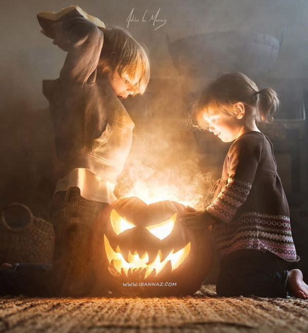 Halloween ، جشن هالووین ، عکس های زیبای پدر از دختر و پسرش