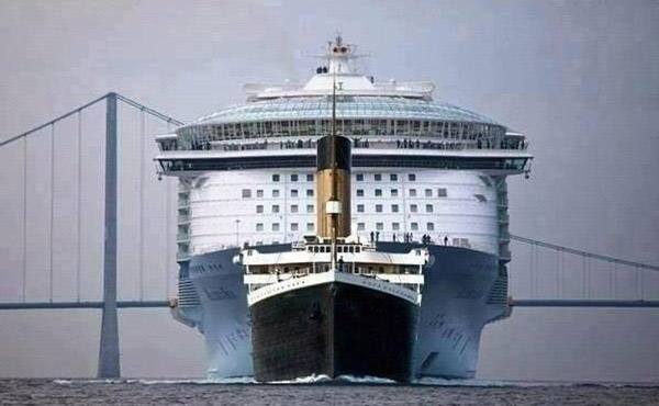 کشتی تایتانیک در مقایسه با یک کشتی مدرن