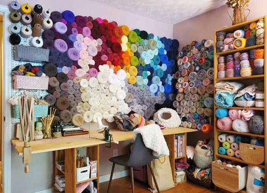 اتاق کار، وسایل بافندگی براساس رنگ و میزان استفاده