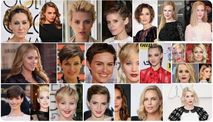 چهره زنان مشهور و بازیگر هالیوود با موهای طبیعی ، Faces of famous women and Hollywood actresses with natural faces