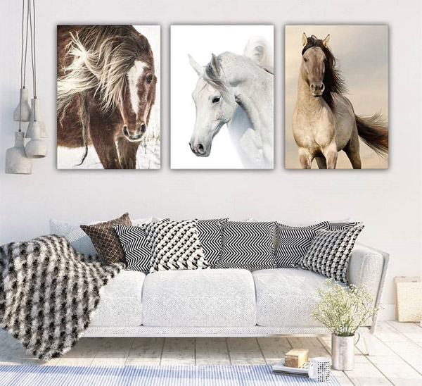 تابلو سه تکه اسب ، تابلوهای دکوراتیو مدرن و لوکس برای پذیرایی