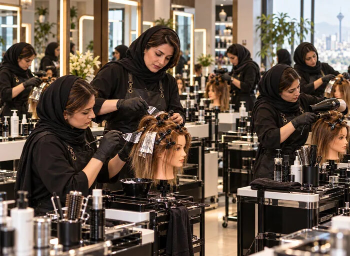 آموزش عملی آرایشگری زنانه در محیط آموزشگاه حرفهای