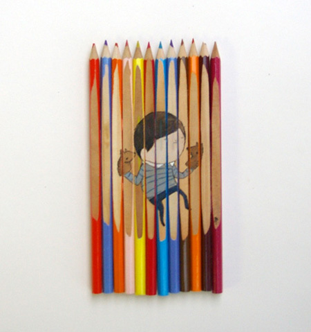 نقاشی های بسیار زیبا با مداد رنگی روی مدادرنگی!