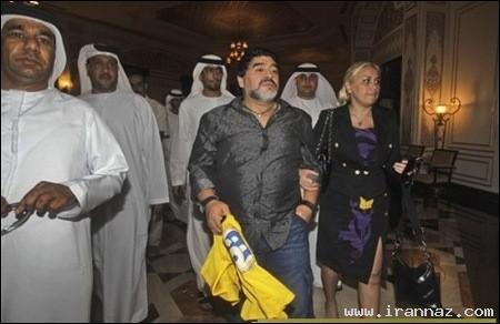عکس های مارادونا با نامزد جدید و مانکن خود در دبی!