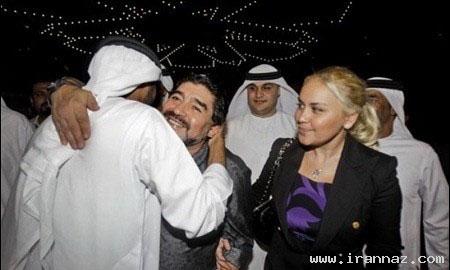 عکس های مارادونا با نامزد جدید و مانکن خود در دبی!