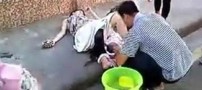 زایمان کردن باورنکردنی زنی در وسط خیابان!! +تصاویر